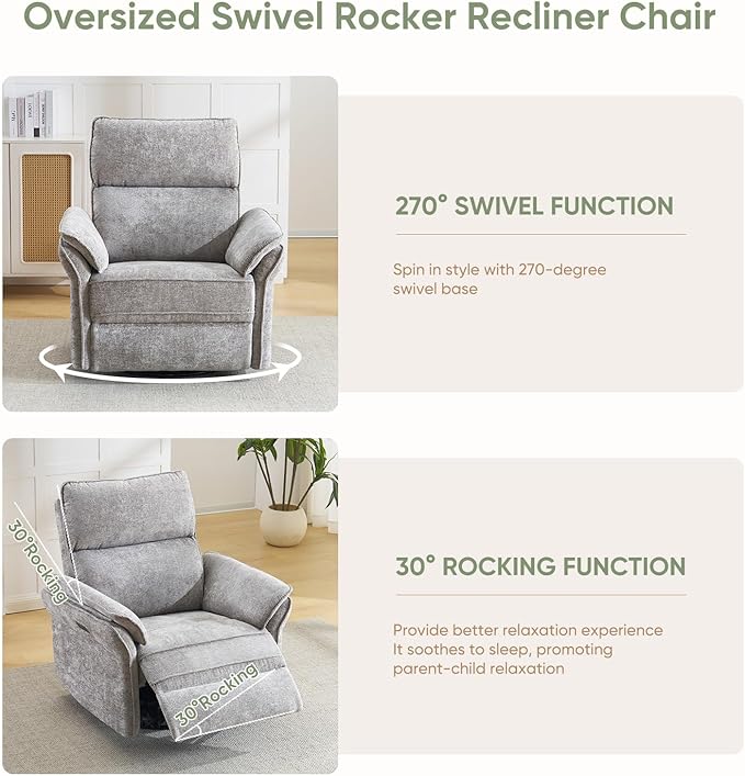 Oversized Power Recliner Chair Swivel Glider