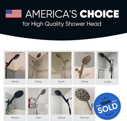 Cobbe 8-Setting Handheld Shower Head Bathroom Showerhead Set - Detachable Shower Heads with 5ft Stainless Steel Hose and Brass Swivel Bracket (Matte Black)