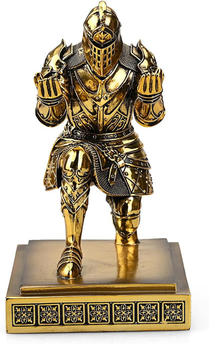 King's Guard Knight Pen Holder Pen Stand Desk Organizers and Accessories Resin Pencil Holder as Gift with a Metal Sword Letter Opener for Office and Home (Bronze(Plating))