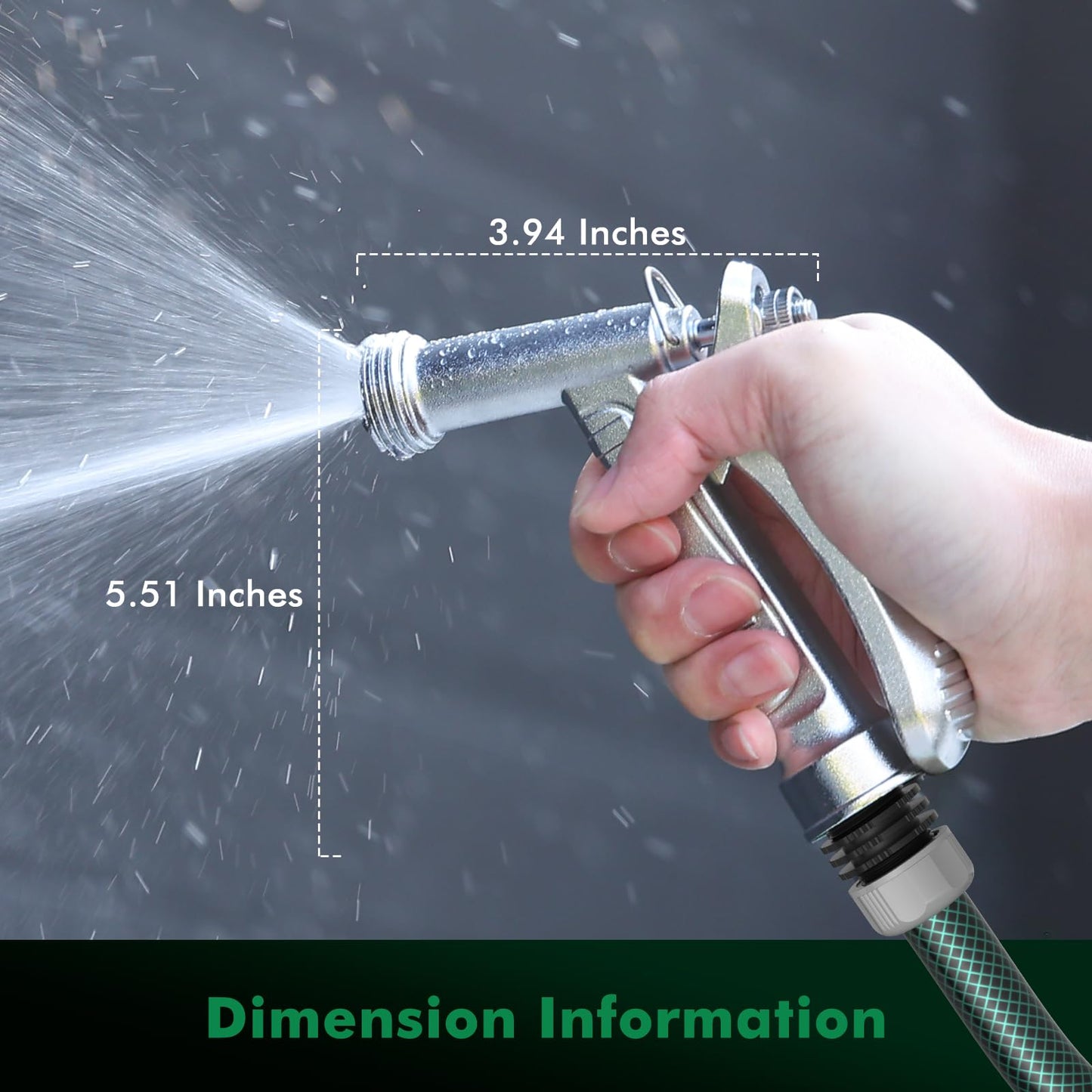RESTMO 100% Metal Garden Hose Nozzle, 5X Lifespan Rust-Proof Chrome Plated, Heavy Duty Zinc Alloy Pistol Grip with Threaded Front, High Pressure Hose Sprayer Nozzle for Car Washing, Plant Watering