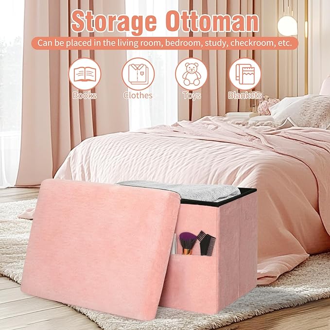 Storage Ottoman, Folding Ottoman Foot Rest Stool