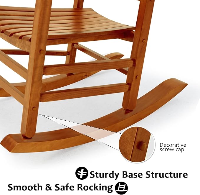 Hupmad Wooden Oversized Porch Rocker Chair