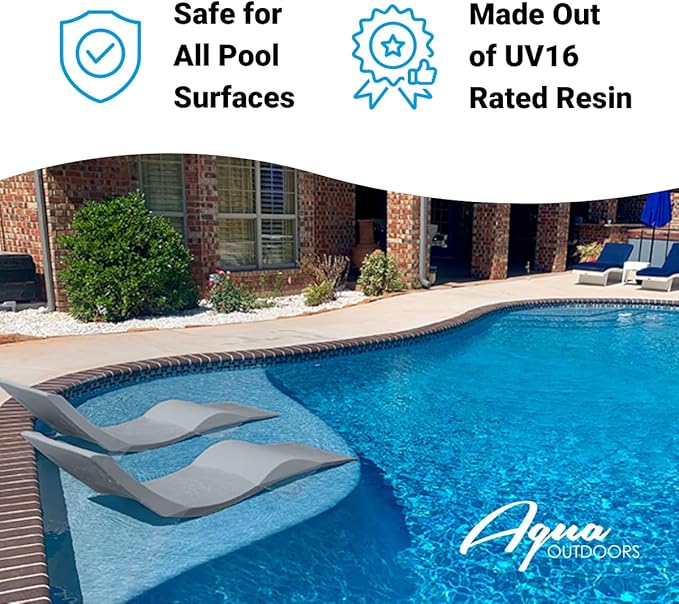 Aqua Outdoors - in-Pool Chaise Lounger - Inside Pool & Sun Shelf Lounge Chair -
