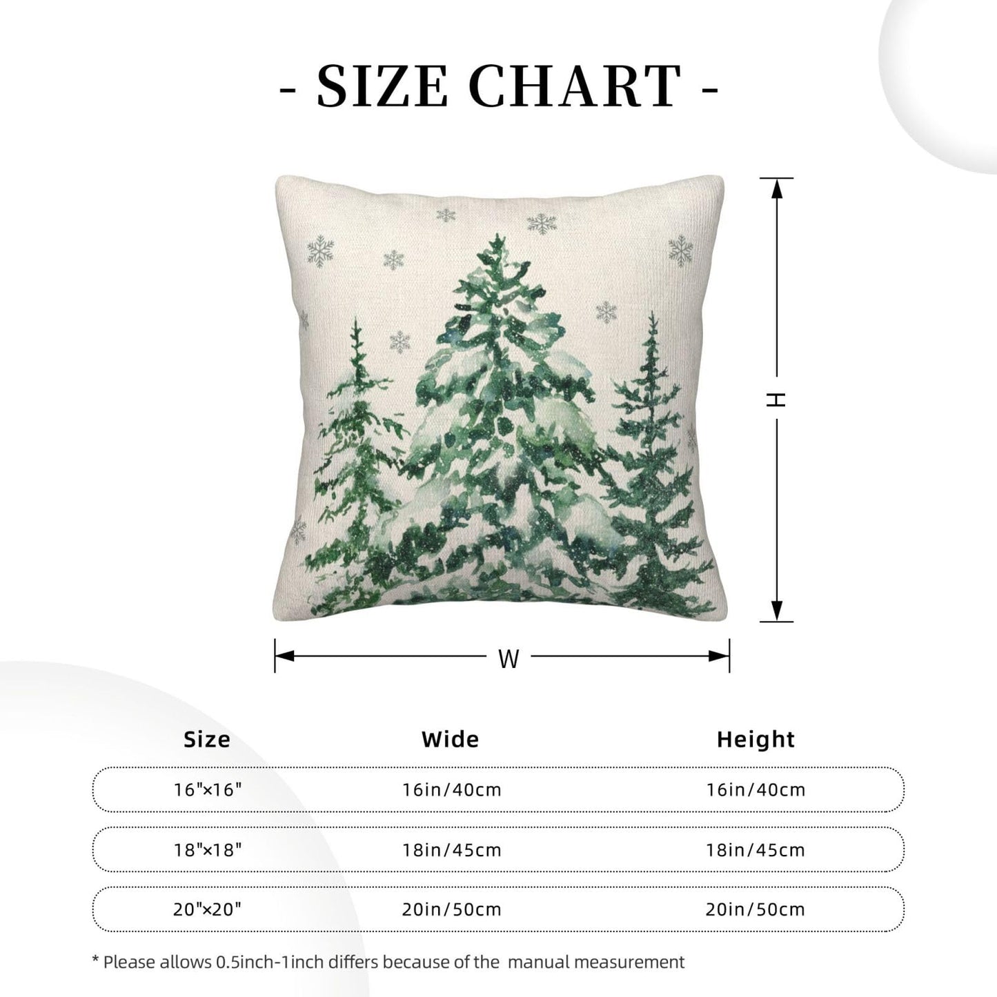 Sunshineyan Christmas Pillow Covers 18X18 Inch Set of 2 Forest Trees Christmas Decor Pillow Covers Green Throw Pillows Winter Christmas Cushion Cases Linen for Home Decor Sofa Couch Living Room