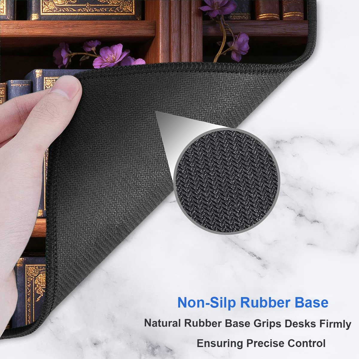 Extended Gaming Mouse Pad 31.5 x11.8 inch, Large Non-Slip Rubber Desk Mat for Gamers, Waterproof Smooth Surface for Precise Mouse Control, Washable Computer Keyboard Pad (Gothic Crow Library)