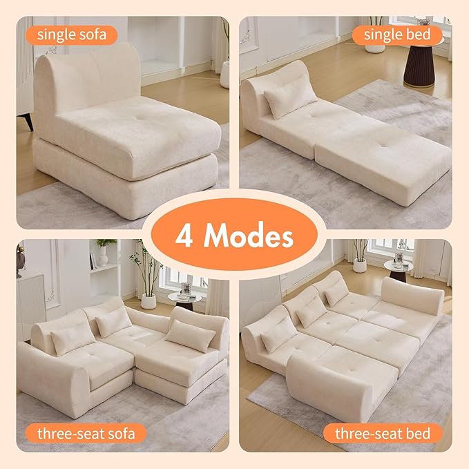 102" Modular Sectional Boneless Couch