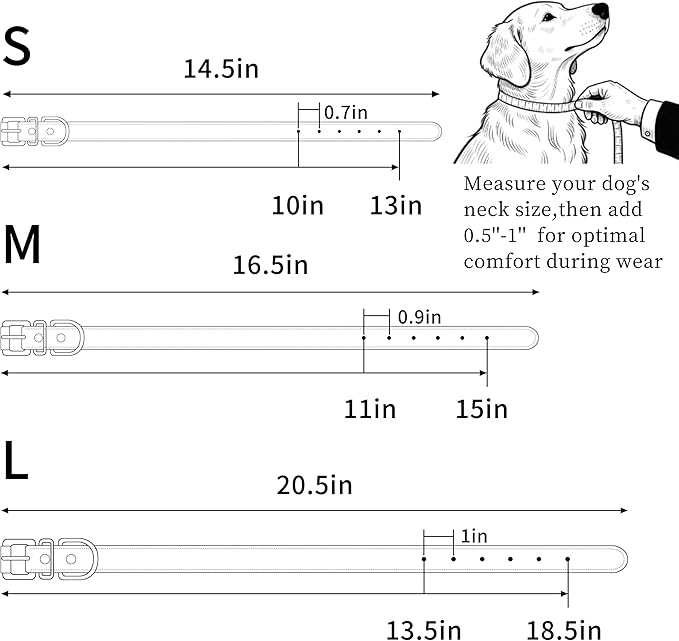 White Soft Leather Dog Collar for Small,Medium, Large Dog, Comfortable and Adjustable (Wide: 0.95'' for Dog's Neck: 13''~18'', White, L)