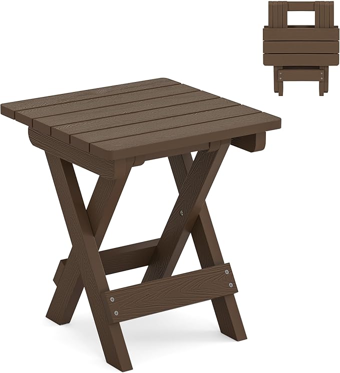 LUE BONA Small Outdoor Folding Side Table, HDPS Outside End Table