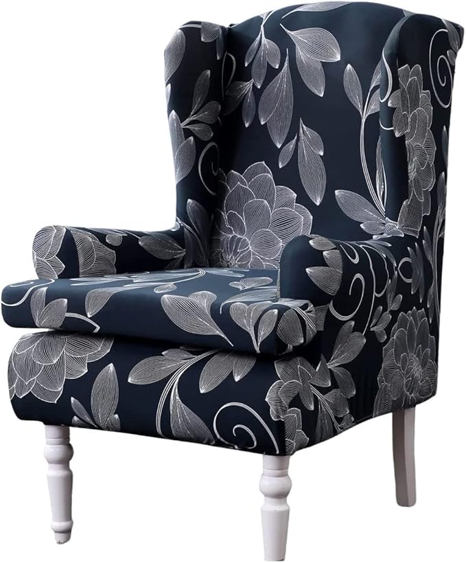 HAOYONG Wing Chair Slipcovers Printed Wingback Chair Covers 2 Pieces Wingback