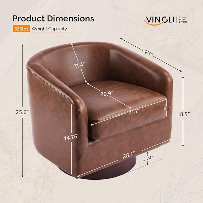 VINGLI 360°Swivel Accent Chairs Set of 2