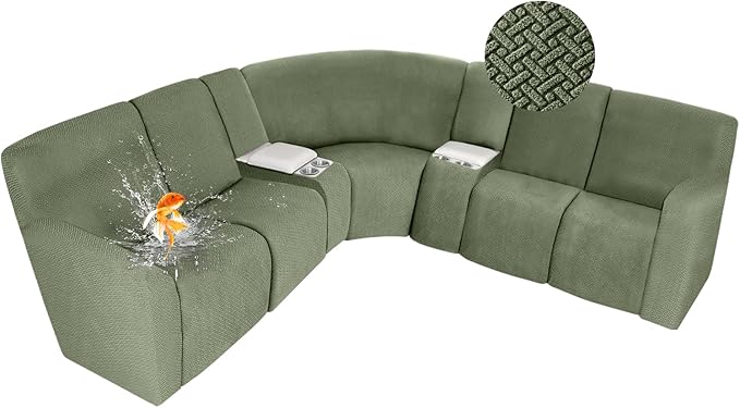 ALIECOM 100% Waterproof Recliner Sectional Couch Covers L Shape Stretch Corner