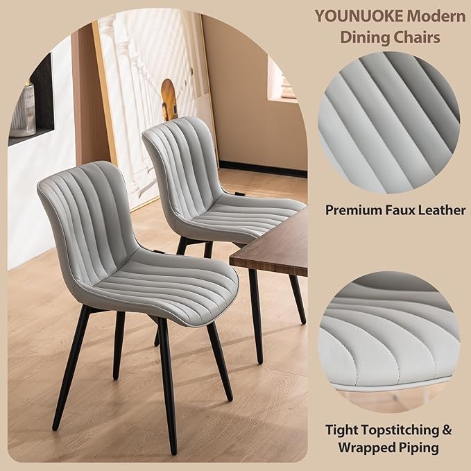YOUNUOKE Mid-Century Modern Dining Chairs Set of 2, Armless Accent Chair