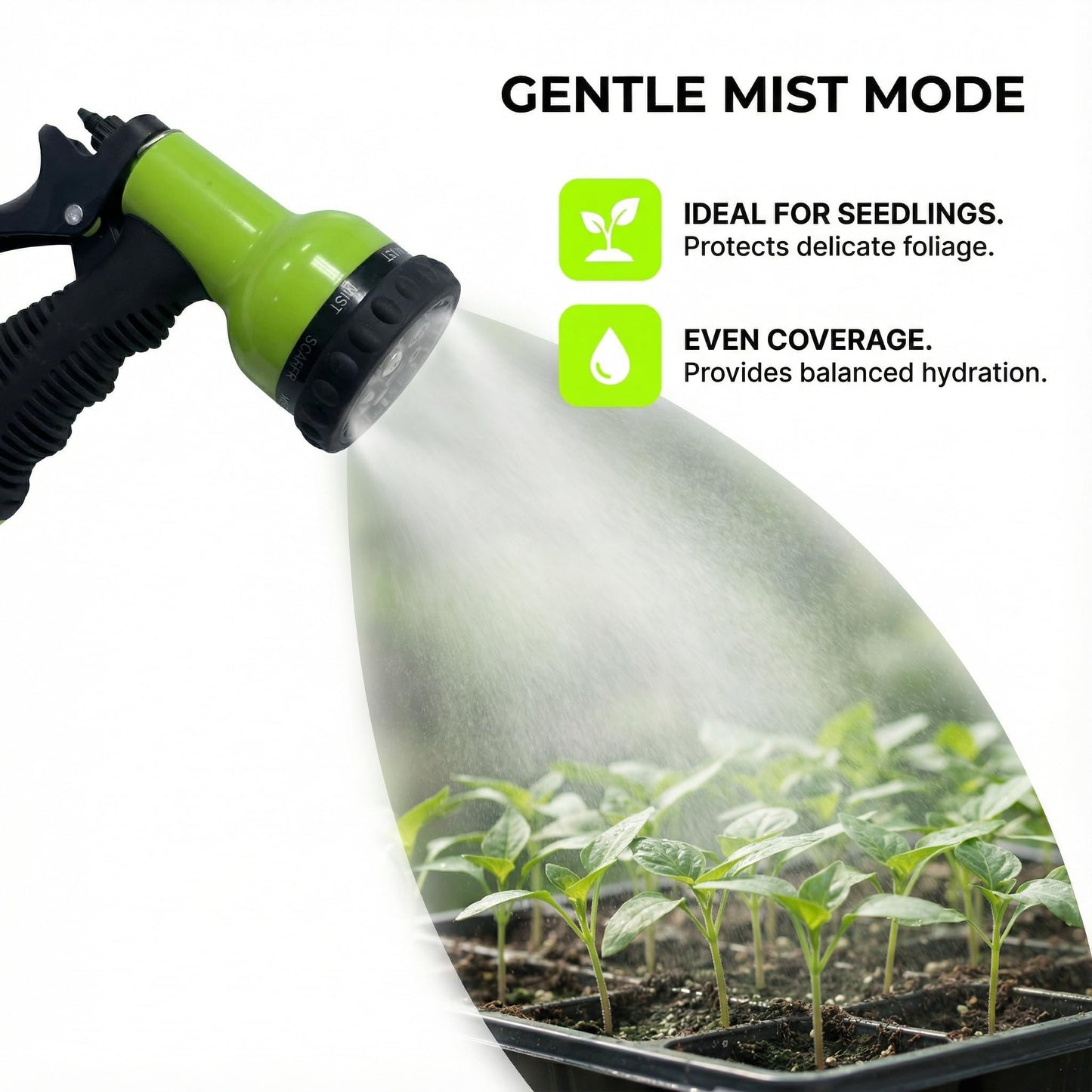 FXFOUCS Garden Hose Nozzle Sprayer-This High Heavy-Duty Spray Nozzle Offer 9 Watering Patterns for Watering Plants,Lawns &Gardens,Washing Cars,Household Cleaning and Showering Pets (Green-dark)