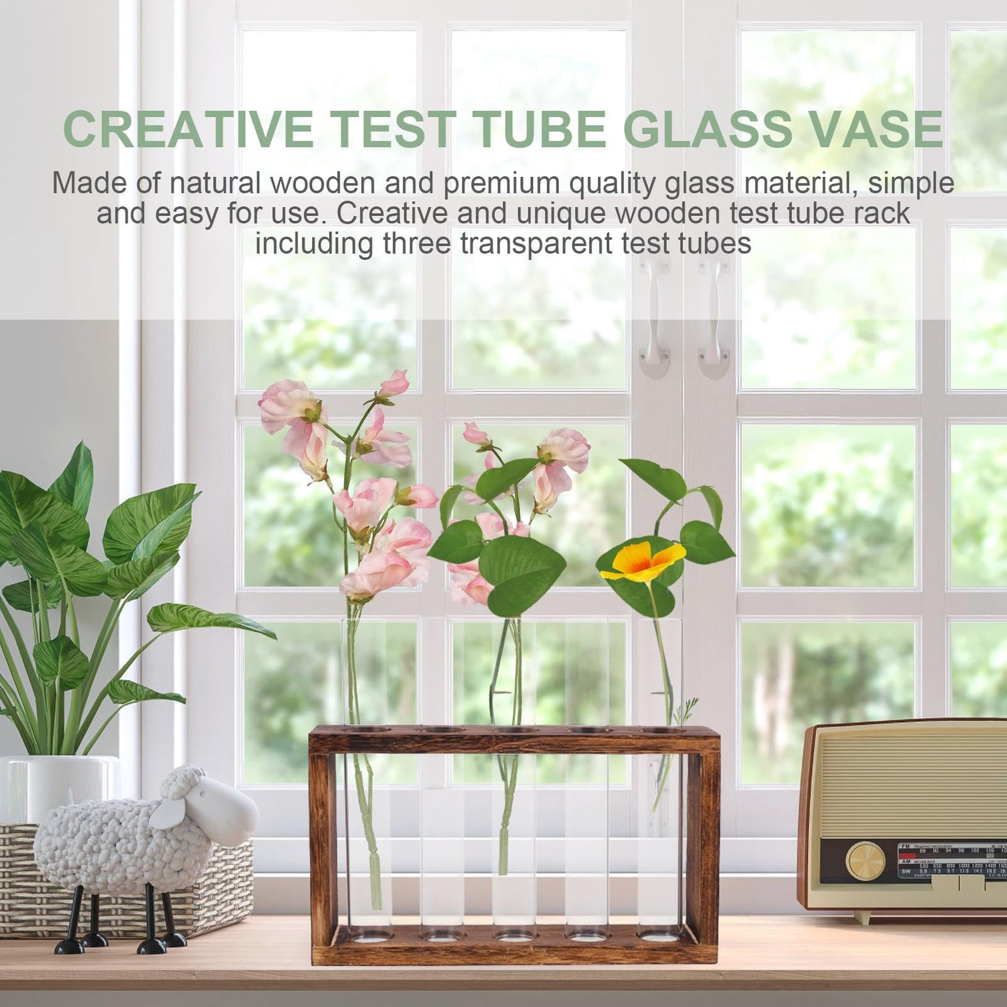 LALAFINA Glass Test Tube Vase Large Hydroponic Planter Container for Water Propagation Indoor Plants Terrarium Home Décor