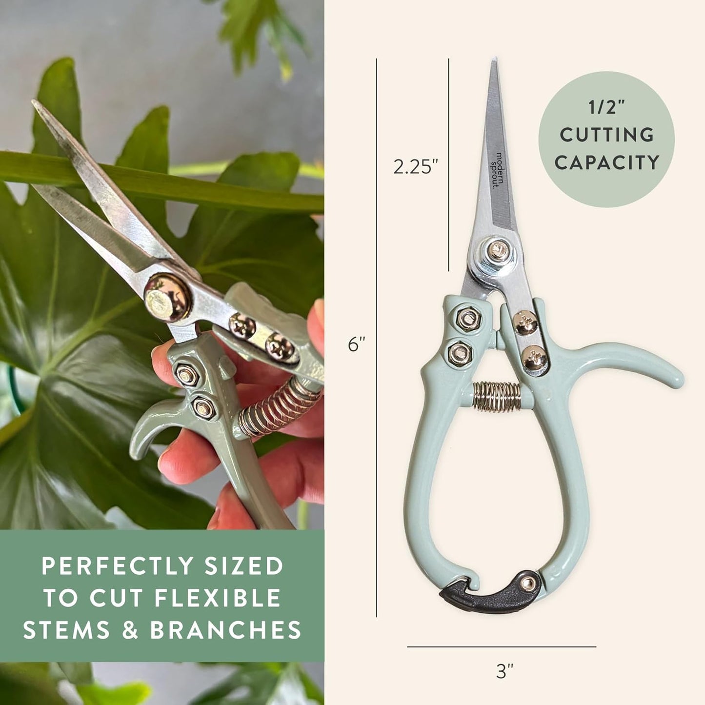 Modern Sprout Pruning Shears - Herb Snipping Scissors- Lightweight Gardening Tools W/Easy Lock - Flower Cutter Garden Shears - Carbon Steel Blade + Plastic-Free Reusable Holster (Multicolor 4 Pcs)