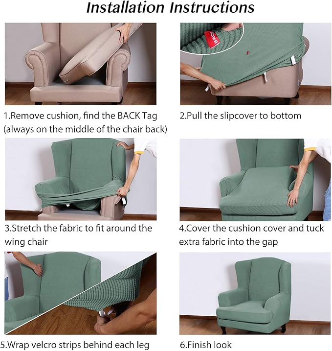 Turquoize Wingback Chair Covers 2 Piece Wing Chair Slipcover Stretch Slipcovers