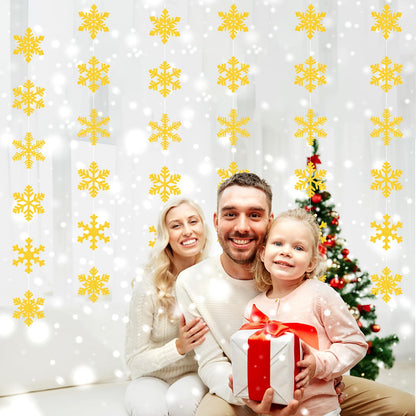 Gold Snowflake-Snow Christmas Party-Decorations Garland - 6pcs Winter Girl Boy Birthday New Year Hanging Decoration Streamers Banner, Wonderland Party Supplies Decor Panduola