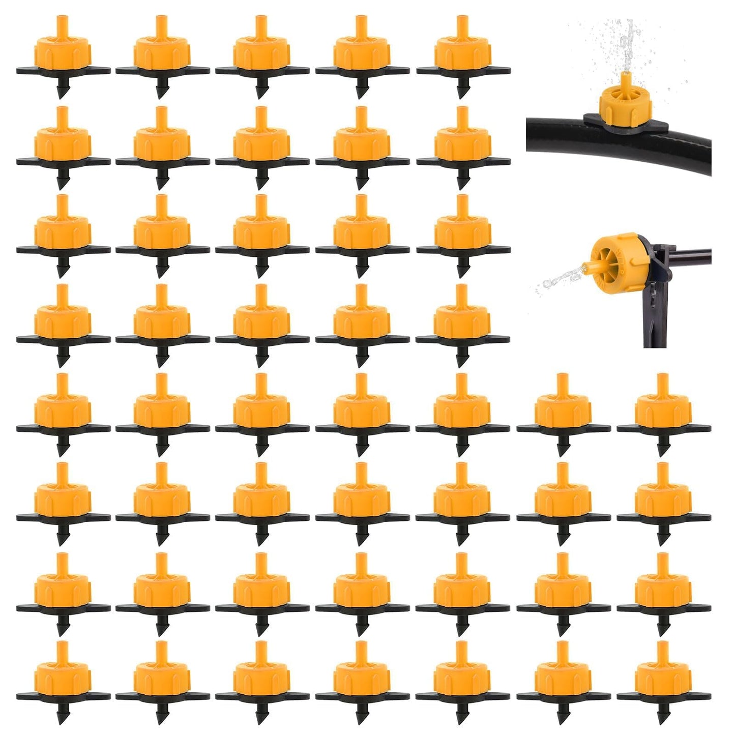 Kalolary 200PCS Drip Irrigation Emitters Drip Emitter for 1/4 Drip Irrigation Tubing Pressure Compensating Dripper Emitters System Drip Tip Constant Flow Drip System Part for Garden Supplies (1/2 GPH)