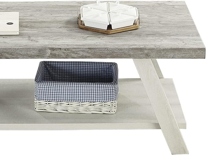 Contemporary Wood Coffee Table 48 in, Two-Tone Living Room Center Table