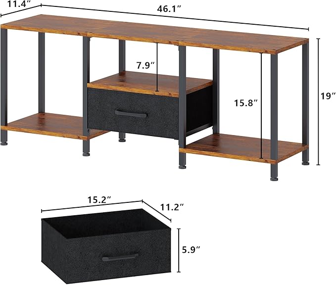 JARHETUN TV Stand with LED Lights, Entertainment Center with Open Shelves and