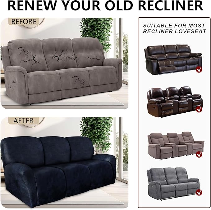 ANARACHON Recliner Couch Cover Leather Look Recliner Sofa Covers