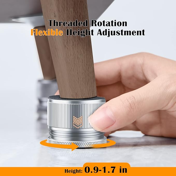 Furniture Risers 1 inch Adjustable, 4 Pack 0.9"-1.7" Metal Table Leg Risers