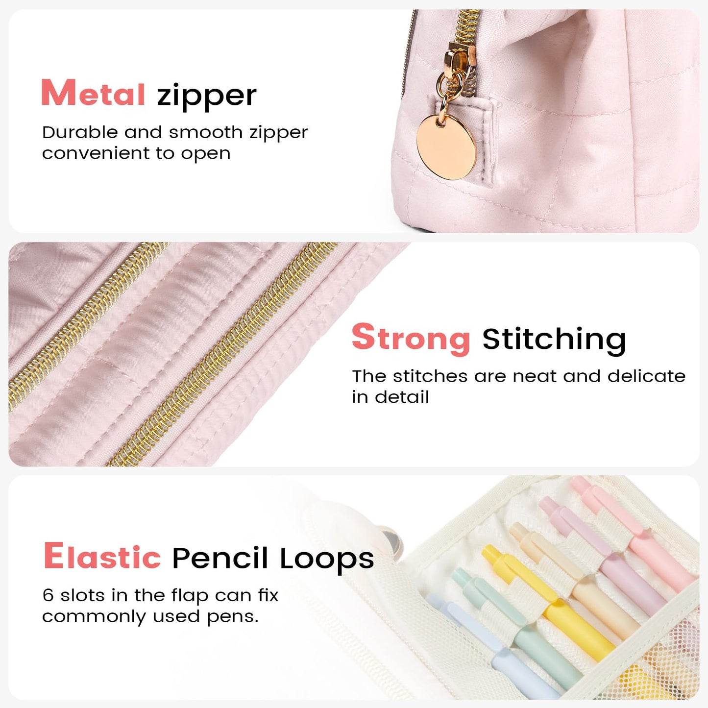 Sooez Large Pencil Case Pouch, Soft Pencil Bag with Zipper, Pen Bag Wide Opening, School Supplies Cute Pencil Case for Girls Boy Men Women, Blue