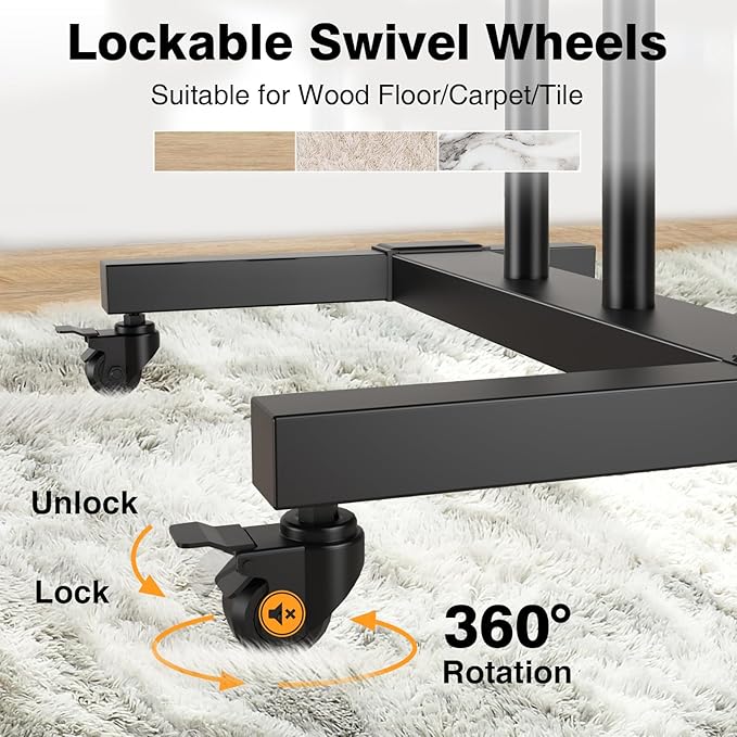 TAVR Furniture Mobile TV Stand Rolling TV Cart Floor Stand