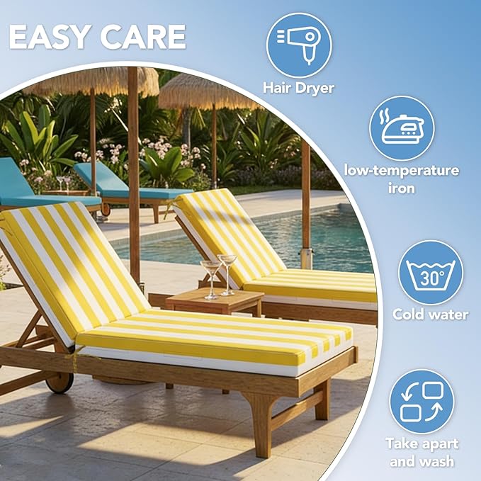 L'AGRATY Outdoor Lounge Chaise Cushion: 72x21x3 Inch Waterproof Lounge Chair