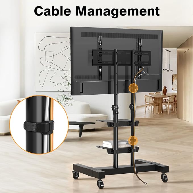 Mobile TV Stand Rolling TV Cart Floor Stand