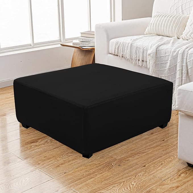 Super Stretch 40x40x15 inch Square Ottoman Cover- Soft Form Fit Ottoman Cover