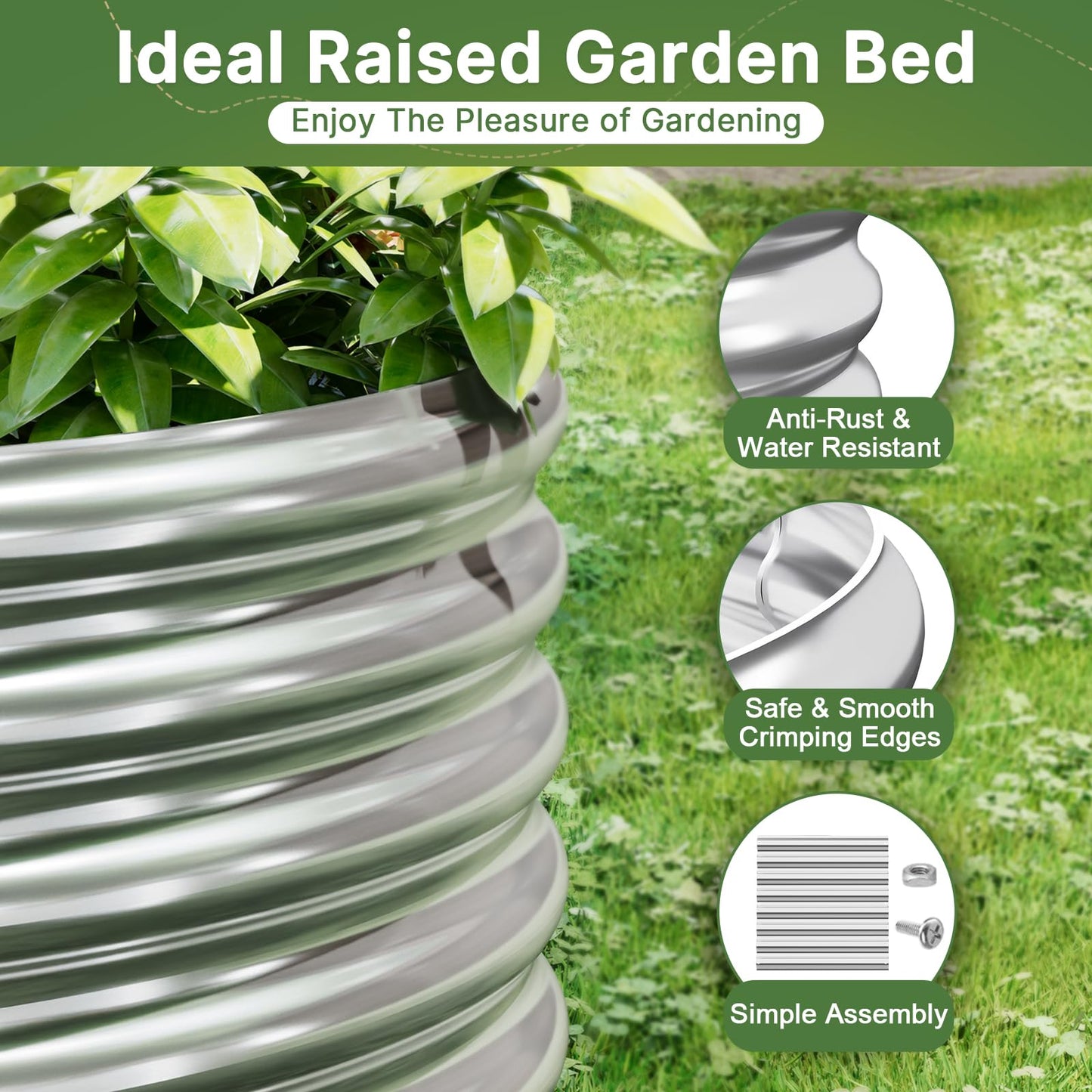 Mostmahes 2 Pack Tall 8ft Galvanized Raised Garden Bed Outdoor, Metal Garden Bed for Vegetables, Above Ground Garden Box for Flower, Steel Raised Beds for Gardening - 8x3ft