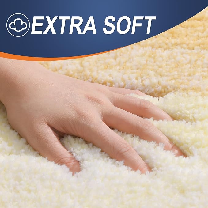 OLANLY Bathroom Runner Rugs Mat 44x24, Extra Soft Absorbent Microfiber Bath Rug, Rubber Backing, Quick Dry, Washable Long Bath Mats for Bathroom, Tub and Shower, Home Decor Accessories, Light Yellow