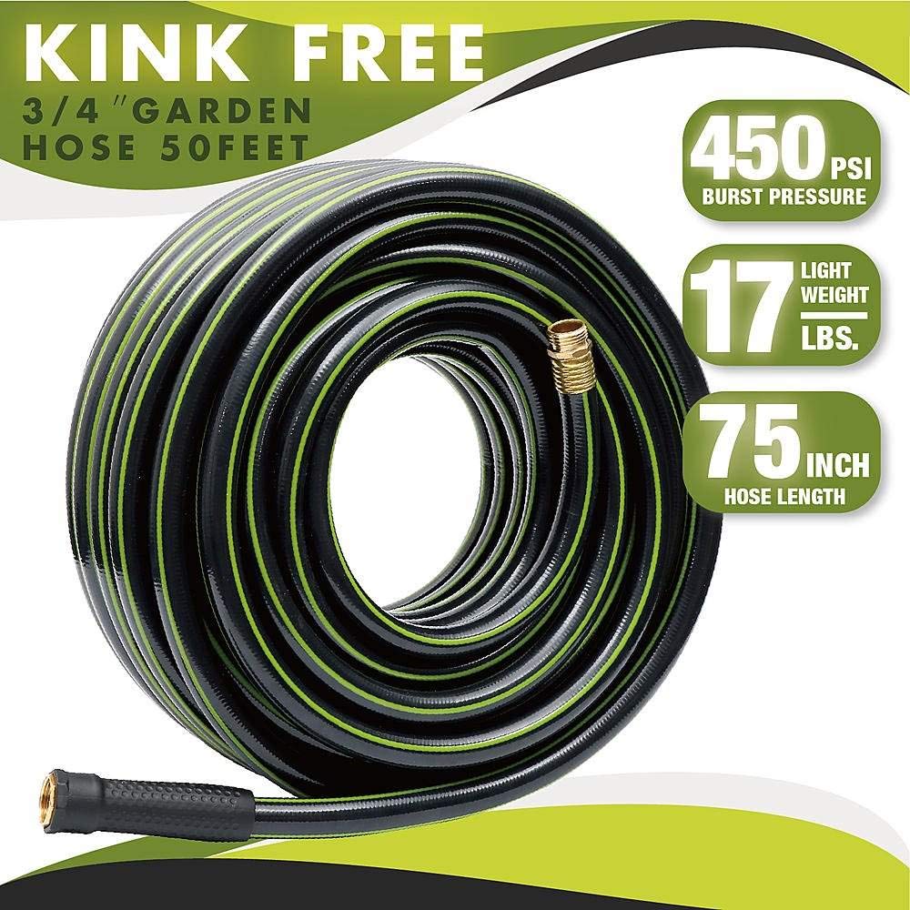 Worth Garden Hose 3/4 in. x 100 ft. - Heavy Duty Lightweight PVC Water Hose - Flexible, No Kink, Leakproof, Male to Female Fittings - 200PSI Work & 500PSI Burst, for Lawn, Gardening & Commercial Use