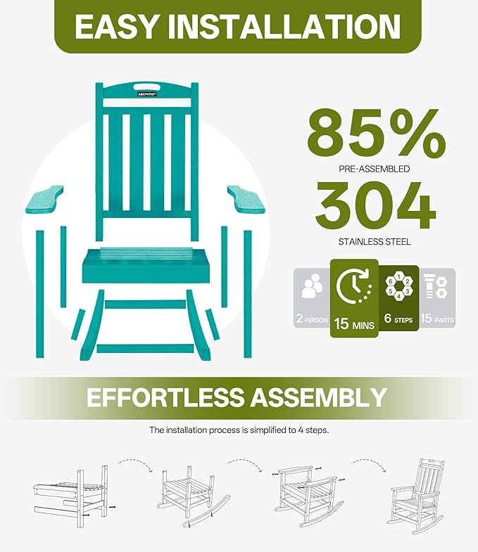 Outdoor Adirondack Rocking Chairs All-Weather HDPE Patio Rocker Chair