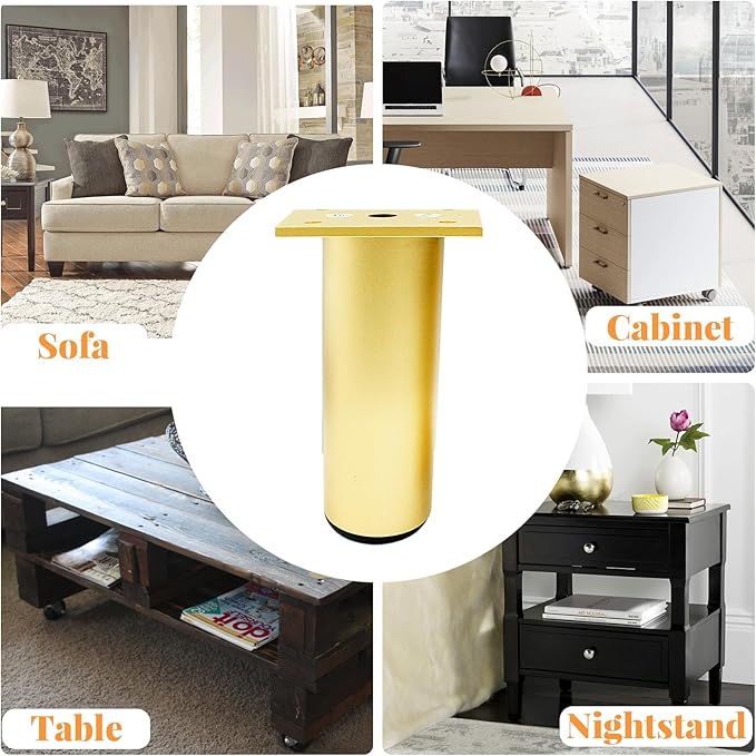 Set of 4 Aluminum Alloy Furniture Legs 4.7 Inch Height, 1.5 Inch Diameter
