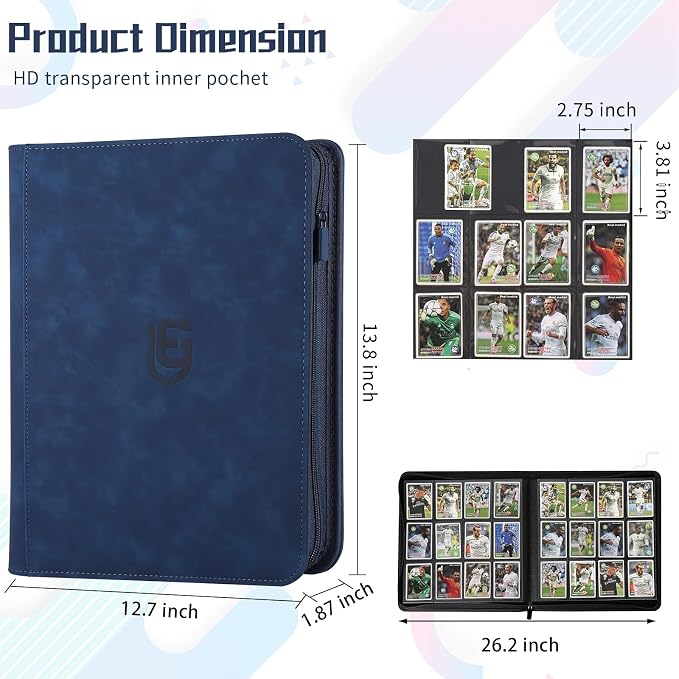 12 Pocket Card Binder,720 Pocket Trading Card Binder，Side Loading Collectible Card Albums for MTG, for TCG Football, Sports, Game Cards Blue