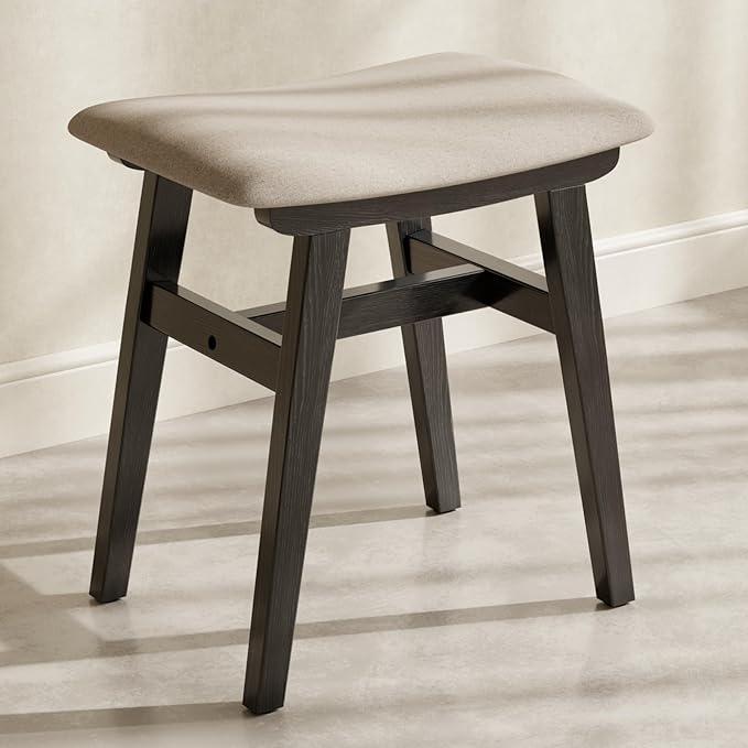 Muwuele Solid Wood Vanity Stool, Compact Makeup Chair