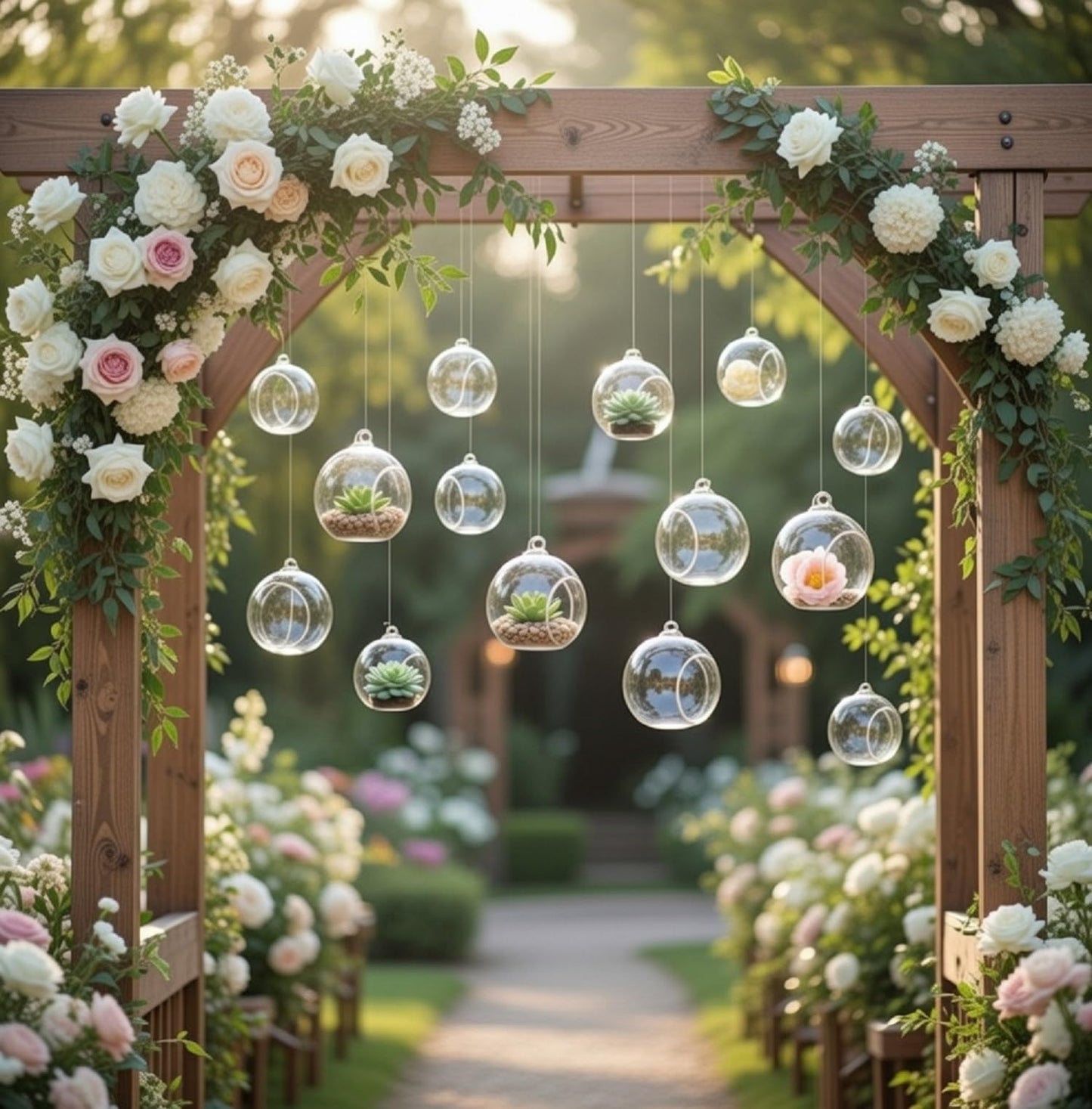 GlikCeil 24 Pcs 5.3'' 3.9'' 3.15'' Hanging Glass Tealights Candle Holder Large Globes Fillable Plant Clear Terrarium Orbs Air Plants Holder with Fishing Line Wedding Centerpiece Tree Decor