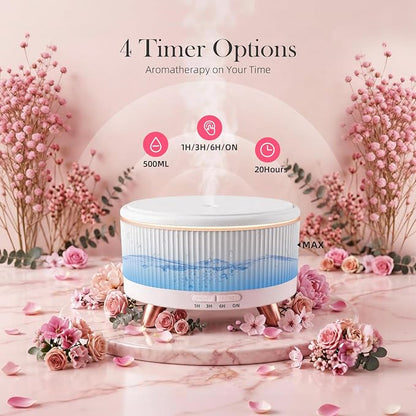 Premium Ultrasonic Essential Oil Diffuser: 500ML Large Capacity, 7-Color Mood Lighting, Remote Control, Timer, Cool Mist Humidifier for Long-Lasting Aromatherapy in Home, Bedroom, Yoga (White)