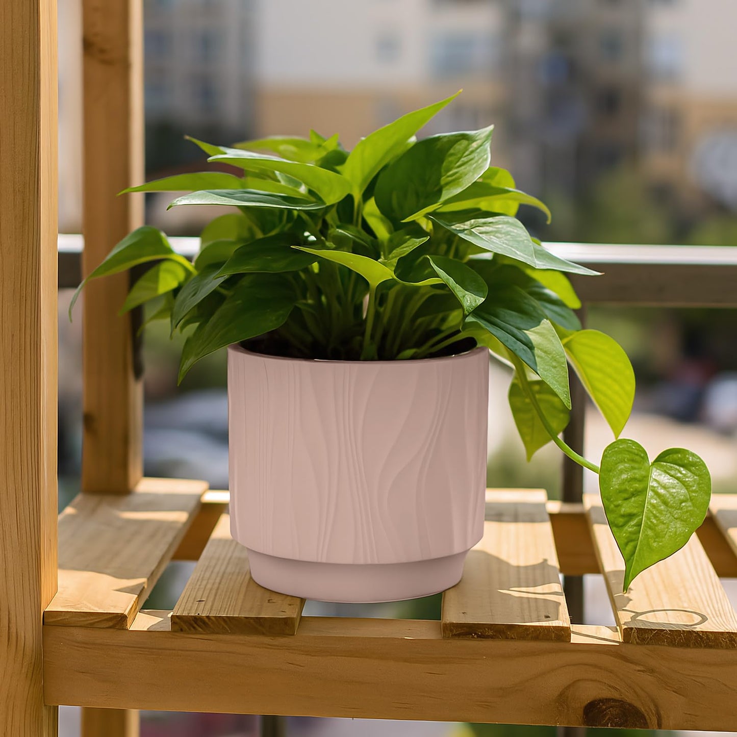 OXART Ceramic Planter with Drainage, 7.6+6.2+5 inch Plant Pot, Set of 3, Round Flower Pots for Intdoor Outdoor Plants, Home, Office, Garden, Lilies, Cacti, Succulents, Snakes, and Pothos, Pink