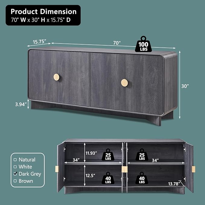 IFGET 70" Modern TV Stand for TVs Up to 80 inches, TV Console