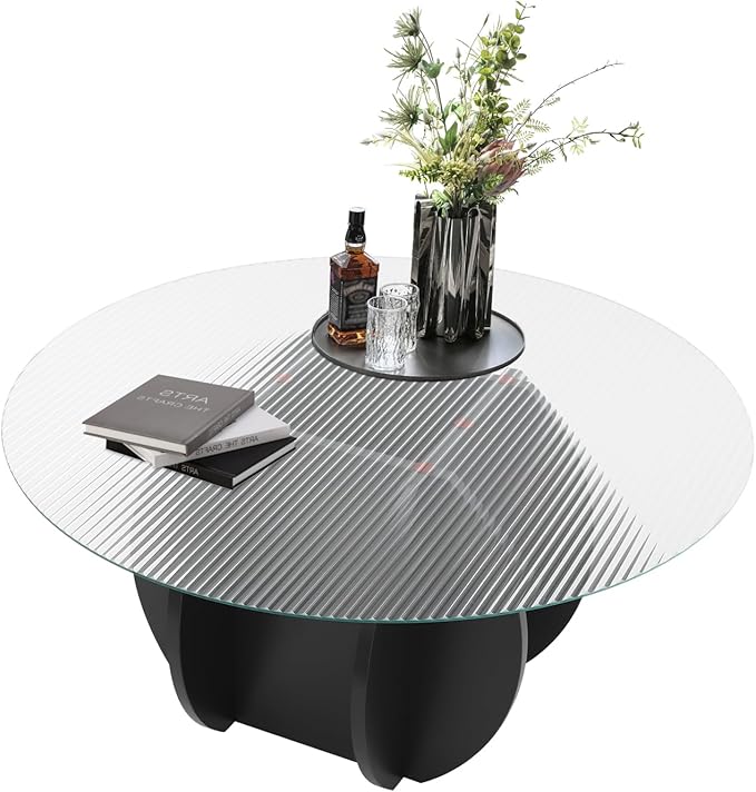 Round Glass Coffee Table for Living Room