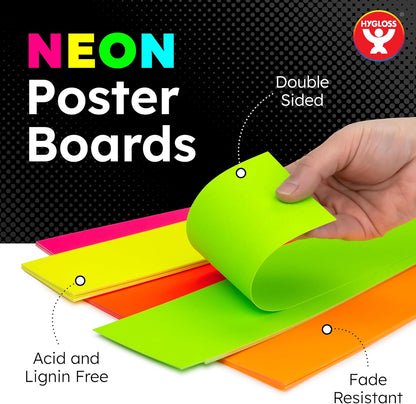 Hygloss Small Poster Board 4x11 - 50 Neon Red Single Color Poster Boards Bulk Pack - 10 Pt. Thickness Colored Poster Board Paper for Projects, Flash Cards, Signs - Posterboard Multipack 4" x 11"
