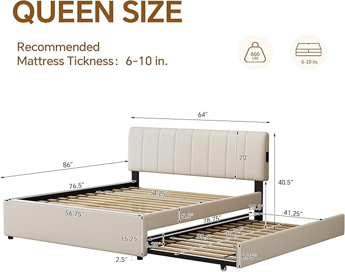 Queen Size Upholstered Platform Bed