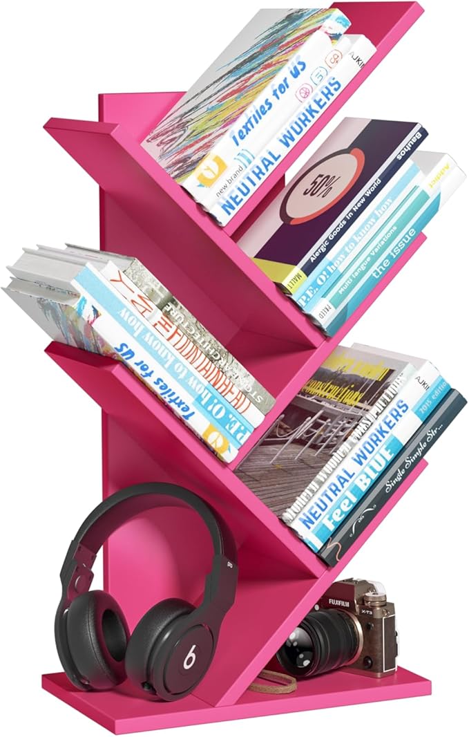 SHEEPAM 5 Tier Tree Book Shelf, Small Desktop Bookshelf