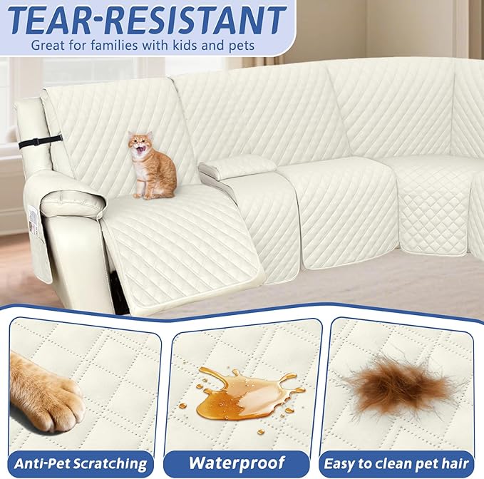 Arfntevss Recliner Sectional Couch Covers 1OO% Waterproof L Shape Sofa Cover