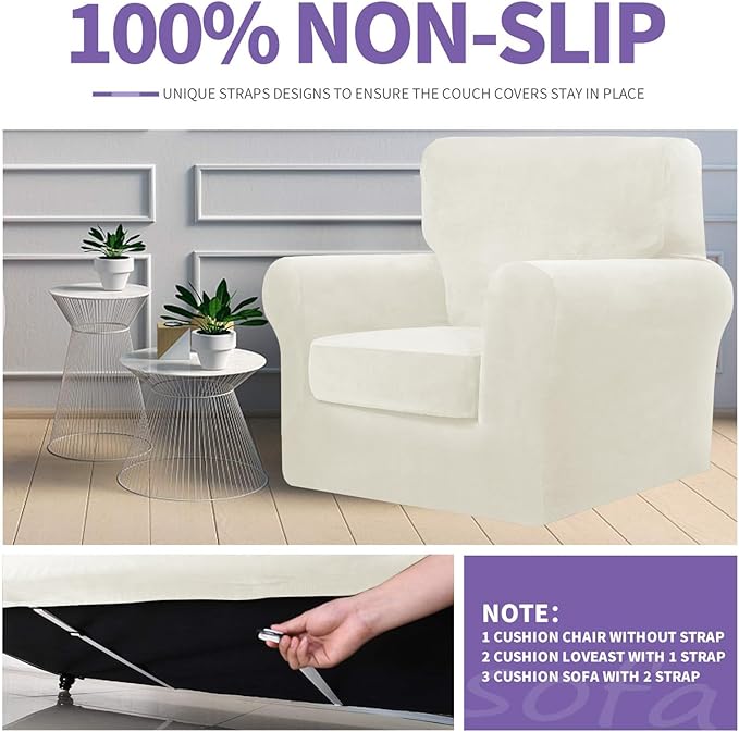 ZNSAYOTX Oversized Velvet 3 Piece Couch Cover