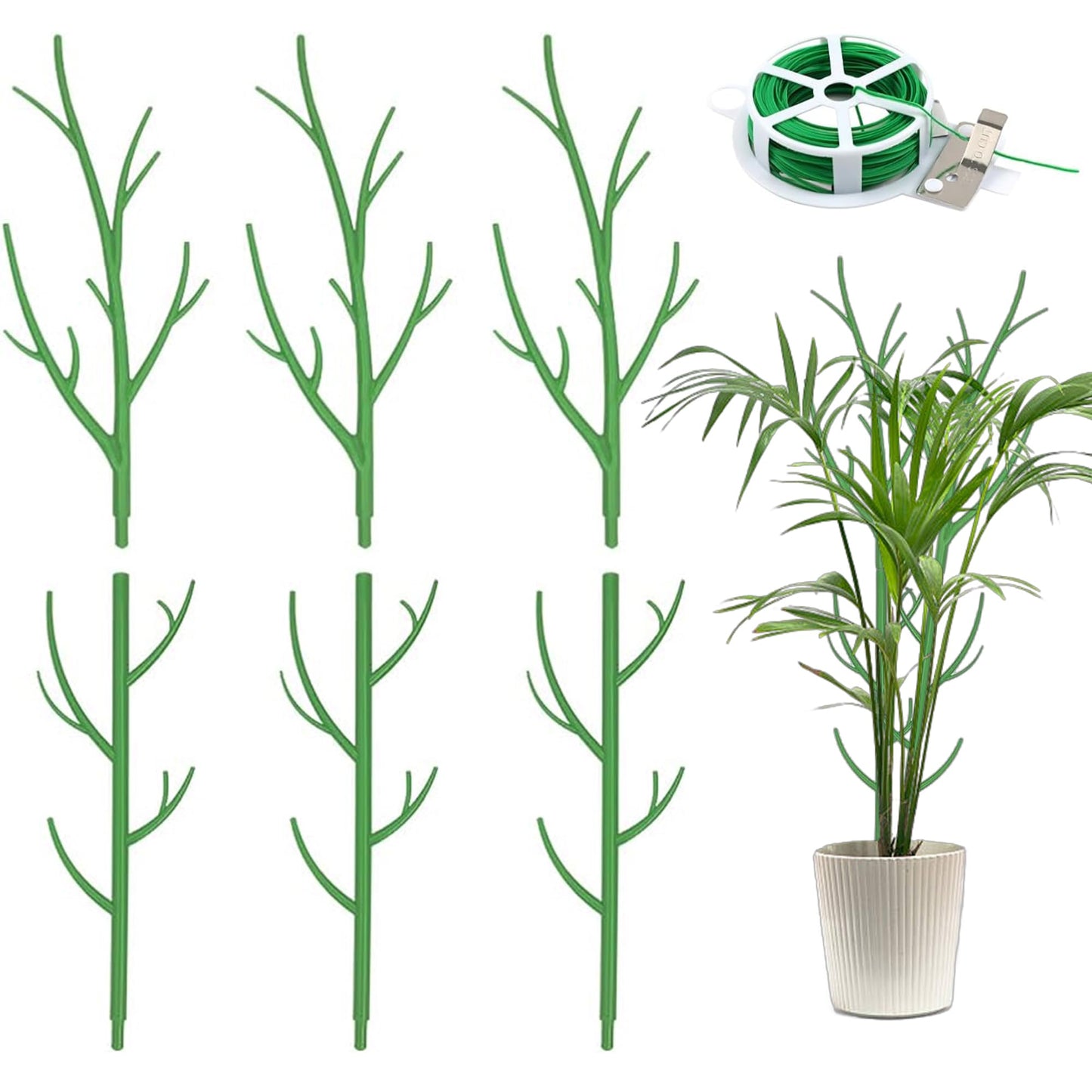 Orgrimmar 6 Pack Monstera Plant Support Stakes Adjustable Length with Green Ties for Indoor Outdoor Climbing Plants