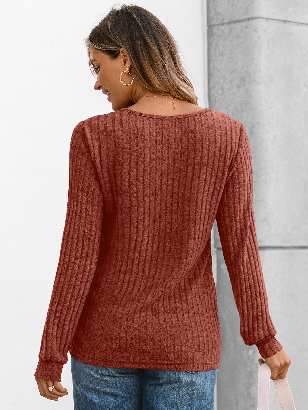 AUTOMET Long Sleeve Henley Shirts Women's Business Casual Lightweight Tunic Sweater Tops